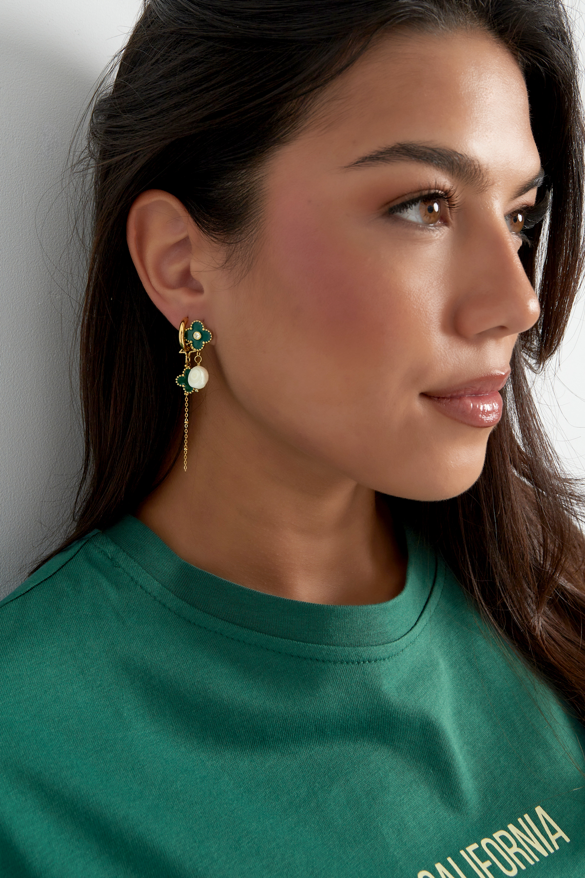 Earrings posh spice - green gold h5 Picture4